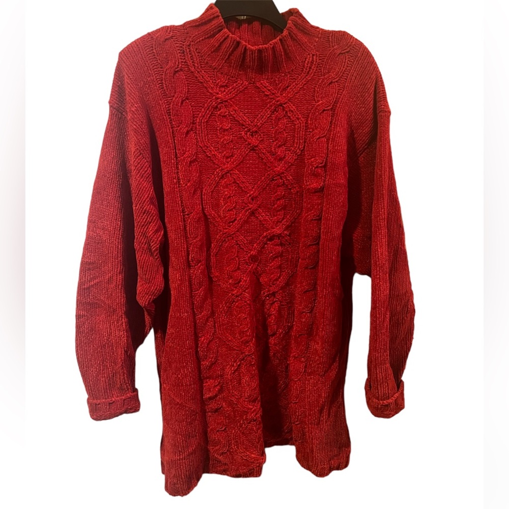 Vintage Ship N Shore Burnt Red XL Oversized Acrylic Sweater